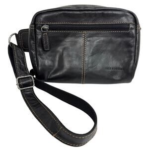 Jack Georges Voyager Black Buffalo Leather Travel Belt Bag Crossbody